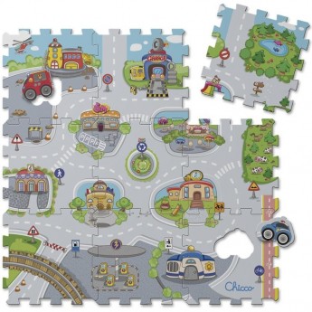 Игрушка CHICCO коврик-пазл "Город", Разноцветный
