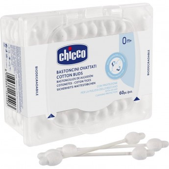 Палочки ватные CHICCO с ограничителем 60 шт.