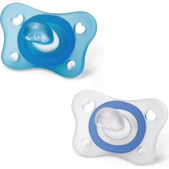 Пустышка силиконовая CHICCO PHYSIO SOFT MINI, 2мес+ 2 шт олубой