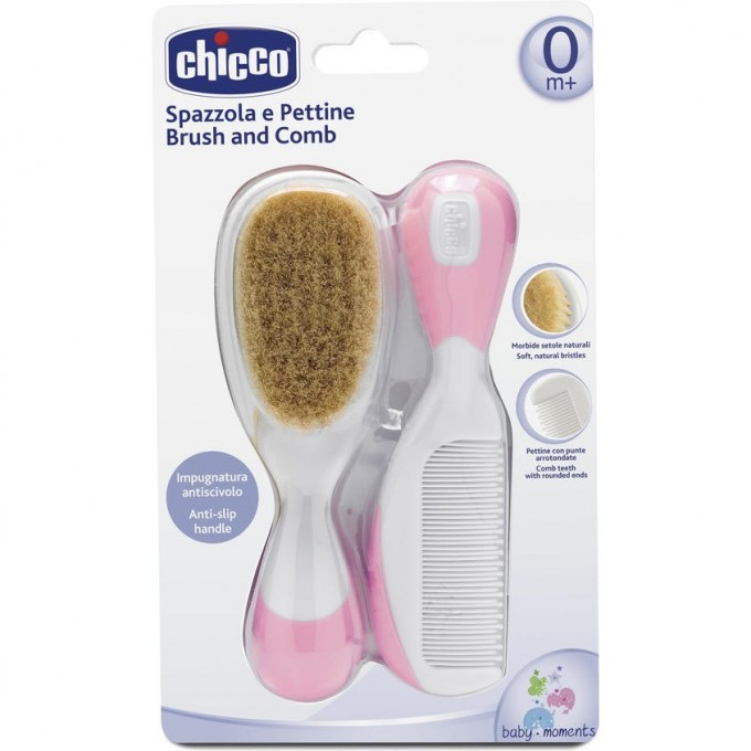 Расческа и щетка натуральная CHICCO розовый 00006569100000