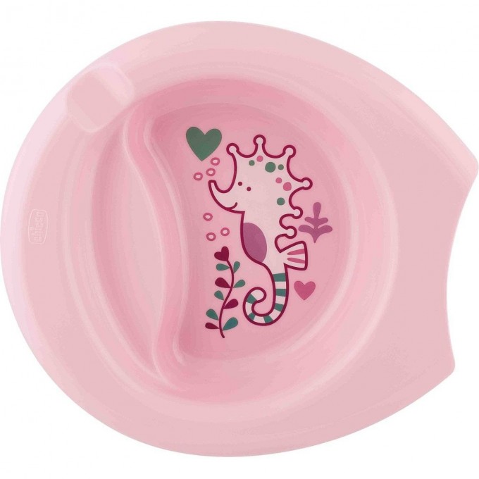 Тарелка с разделителем CHICCO EASY FEEDING, 6м+, розовая 340624045